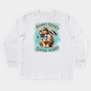 Bunny kisses and Easter wishes Kids Long Sleeve T-Shirt